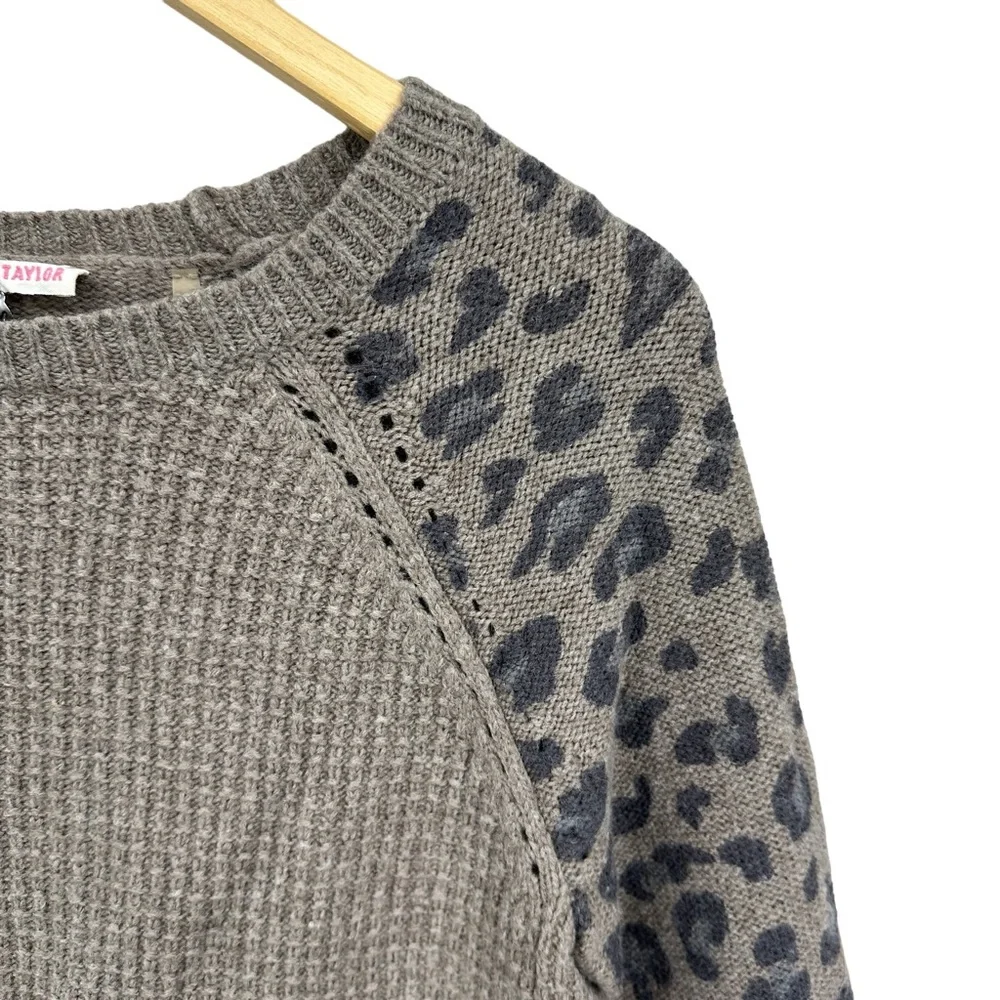 REBECCA TAYLOR Sweater Animal Print Wool Cashmere Nylon Pullover Brown - Picture 5 of 8